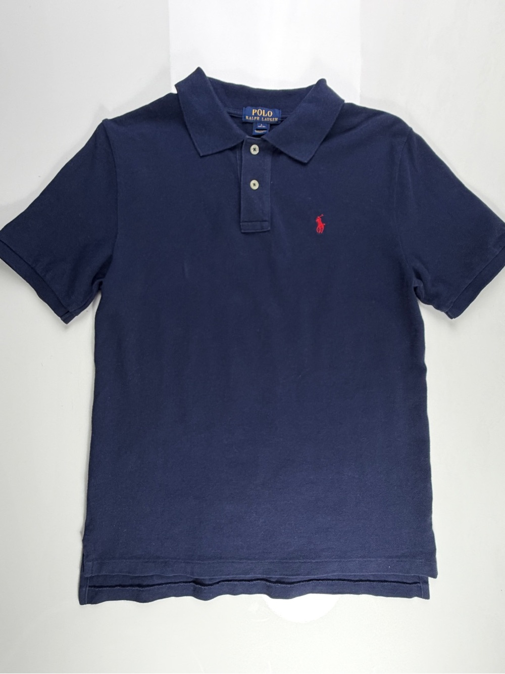 Polo Ralph Lauren Navy Blue Cotton Kids Collared Polo Shirt, Sz L (14-16)